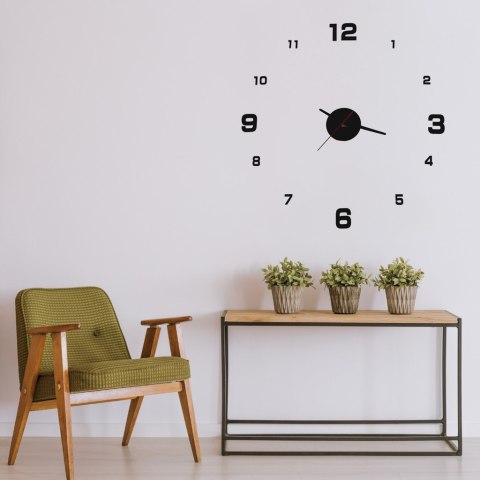 Duży Zegar Ścienny naklejany regulowany czarny 70 - 130 cm Duży Zegar Ścienny naklejany regulowany czarny 70 - 130 cm