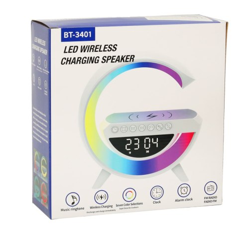 Lampka LED RGB z Ładowarką Indukcyjną Radio Budzik i Zegar Lampka LED RGB z Ładowarką Indukcyjną Radio Budzik i Zegar