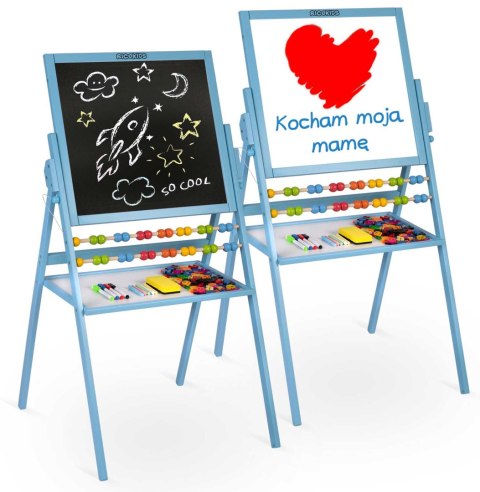 Ricokids Duża Tablica Magnetyczna Drewniana dla Dzieci 4w1 Niebieska Ricokids Duża Tablica Magnetyczna Drewniana dla Dzieci 4w1 Niebieska
