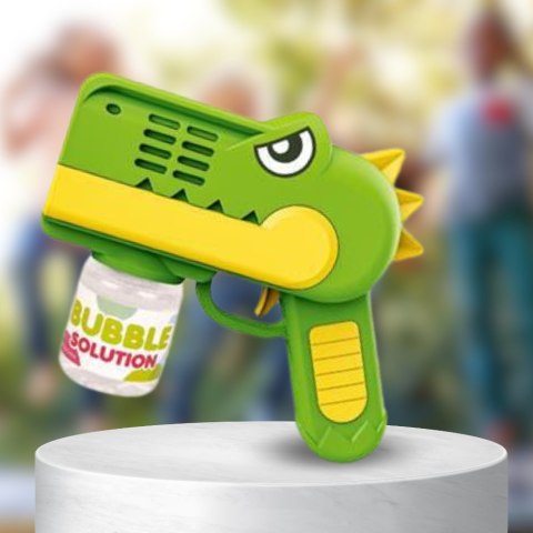 PISTOLET NA BAŃKI MYDLANE Aparat DO TWORZENIA BANIEK MYDLANYCH + PŁYN ZIELONY DINOZAUR PISTOLET NA BAŃKI MYDLANE Aparat DO TWORZENIA BANIEK MYDLANYCH + PŁYN ZIELONY DINOZAUR
