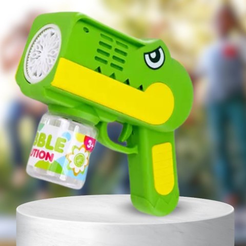 PISTOLET NA BAŃKI MYDLANE Aparat DO TWORZENIA BANIEK MYDLANYCH + PŁYN ZIELONY DINOZAUR PISTOLET NA BAŃKI MYDLANE Aparat DO TWORZENIA BANIEK MYDLANYCH + PŁYN ZIELONY DINOZAUR