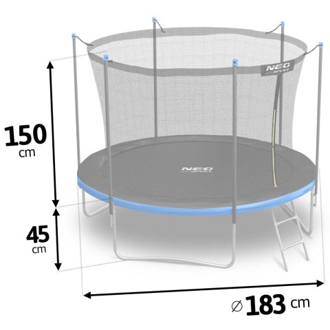 Trampolina Ogrodowa 183 cm (6 ft) z siatką wewn. i drabinką Neo-Sport Trampolina Ogrodowa 183 cm (6 ft) z siatką wewn. i drabinką Neo-Sport