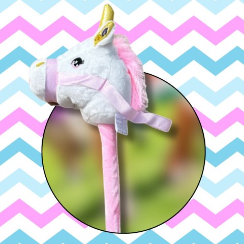 Pluszowa Głowa Konia na Kiju Hobby Horse – Biały Dźwięk Pluszowa Głowa Konia na Kiju Hobby Horse – Biały Dźwięk