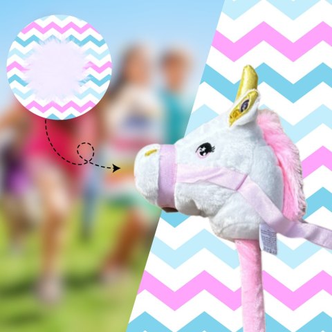 Pluszowa Głowa Konia na Kiju Hobby Horse – Biały Dźwięk Pluszowa Głowa Konia na Kiju Hobby Horse – Biały Dźwięk