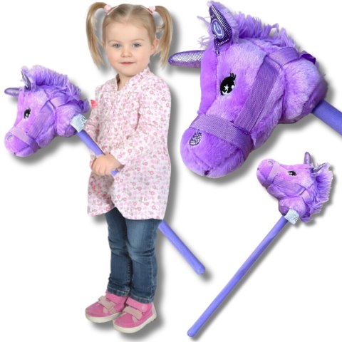 Pluszowa Głowa Jednorożca na Kiju Hobby Horse – Fioletowa Dźwięk Pluszowa Głowa Jednorożca na Kiju Hobby Horse – Fioletowa Dźwięk