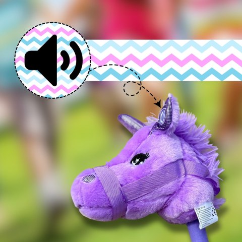 Pluszowa Głowa Jednorożca na Kiju Hobby Horse – Fioletowa Dźwięk Pluszowa Głowa Jednorożca na Kiju Hobby Horse – Fioletowa Dźwięk