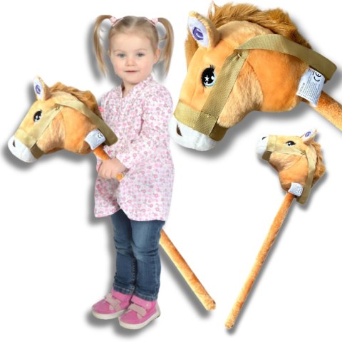 Pluszowa Głowa Konia na Kiju Hobby Horse – Jasnobrązowa Dźwięk Pluszowa Głowa Konia na Kiju Hobby Horse – Jasnobrązowa Dźwięk