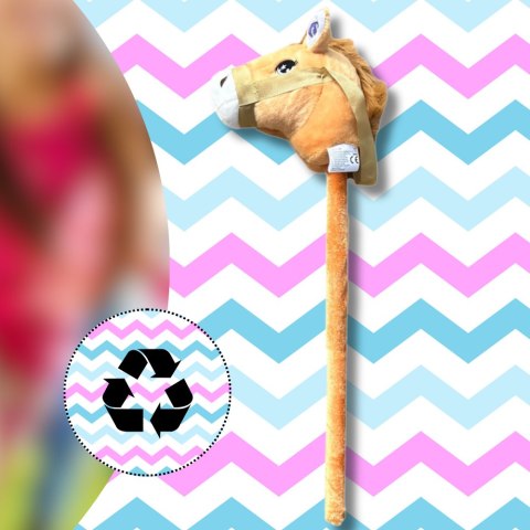 Pluszowa Głowa Konia na Kiju Hobby Horse – Jasnobrązowa Dźwięk Pluszowa Głowa Konia na Kiju Hobby Horse – Jasnobrązowa Dźwięk