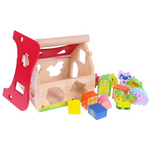 Drewniany Domek Farma Sorter z Klockami ECOTOYS Drewniany Domek Farma Sorter z Klockami ECOTOYS