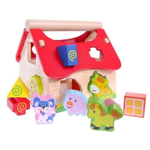 Drewniany Domek Farma Sorter z Klockami ECOTOYS Drewniany Domek Farma Sorter z Klockami ECOTOYS