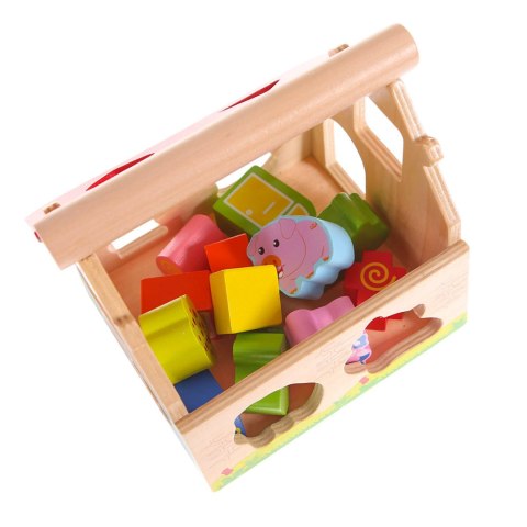 Drewniany Domek Farma Sorter z Klockami ECOTOYS Drewniany Domek Farma Sorter z Klockami ECOTOYS