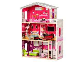 Drewniany Domek dla Lalek Malibu z Windą i Mebelkami – ECOTOYS