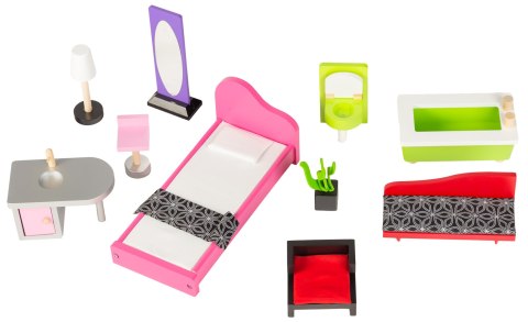 Drewniany Domek dla Lalek Malibu z Windą i Mebelkami – ECOTOYS Drewniany Domek dla Lalek Malibu z Windą i Mebelkami – ECOTOYS