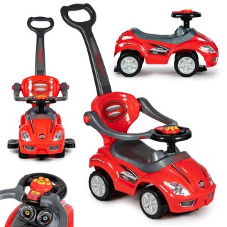 Autko Jeździk 3w1 DELUXE – Pchacz Z Rączką, Barierkami I Muzyką