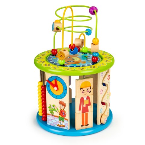 Drewniana Kostka Edukacyjna ECOTOYS Łowienie Ryb, Zegar, Labirynt, Sorter I Gry Drewniana Kostka Edukacyjna ECOTOYS Łowienie Ryb, Zegar, Labirynt, Sorter I Gry