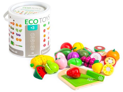 Drewniane Owoce do Krojenia ECOTOYS 20 szt Drewniane Owoce do Krojenia ECOTOYS 20 szt
