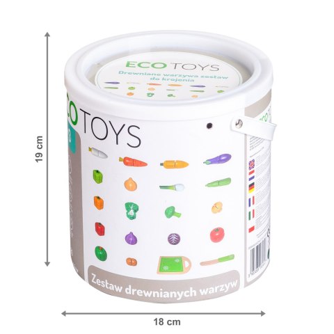 Drewniane Warzywa do Krojenia ECOTOYS 20 Elementów z Wiaderkiem Drewniane Warzywa do Krojenia ECOTOYS 20 Elementów z Wiaderkiem