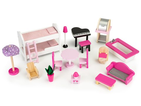 Drewniany Domek dla Lalek z Windą XXL i Zjeżdżalnią ECOTOYS - 3 Poziomy, 16 Mebelków Drewniany Domek dla Lalek z Windą XXL i Zjeżdżalnią ECOTOYS - 3 Poziomy, 16 Mebelków
