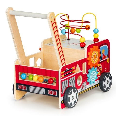 Drewniany pchacz edukacyjny z klockami dla dzieci Straż Pożarna ECOTOYS Drewniany pchacz edukacyjny z klockami dla dzieci Straż Pożarna ECOTOYS