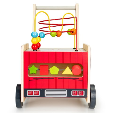 Drewniany pchacz edukacyjny z klockami dla dzieci Straż Pożarna ECOTOYS Drewniany pchacz edukacyjny z klockami dla dzieci Straż Pożarna ECOTOYS
