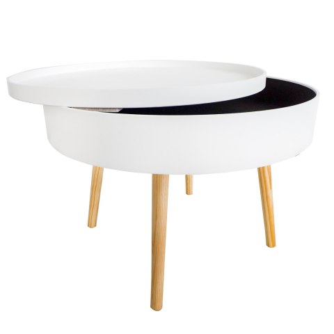 Nowoczesny Okrągły Stolik Kawowy Ze Schowkiem w Blacie 60 Cm ModernHome Nowoczesny Okrągły Stolik Kawowy Ze Schowkiem w Blacie 60 Cm ModernHome