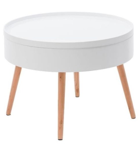 Nowoczesny Okrągły Stolik Kawowy Ze Schowkiem w Blacie 60 Cm ModernHome Nowoczesny Okrągły Stolik Kawowy Ze Schowkiem w Blacie 60 Cm ModernHome