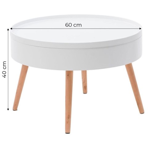 Nowoczesny Okrągły Stolik Kawowy Ze Schowkiem w Blacie 60 Cm ModernHome Nowoczesny Okrągły Stolik Kawowy Ze Schowkiem w Blacie 60 Cm ModernHome