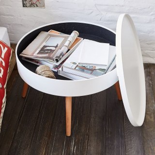 Nowoczesny Okrągły Stolik Kawowy Ze Schowkiem w Blacie 60 Cm ModernHome