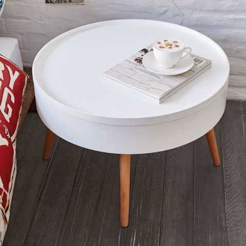 Nowoczesny Okrągły Stolik Kawowy Ze Schowkiem w Blacie 60 Cm ModernHome Nowoczesny Okrągły Stolik Kawowy Ze Schowkiem w Blacie 60 Cm ModernHome
