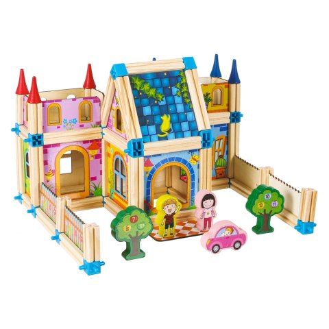 Drewniane Klocki Konstrukcyjne do Budowania Domek 6w1 ECOTOYS - 128 Elementów Drewniane Klocki Konstrukcyjne do Budowania Domek 6w1 ECOTOYS - 128 Elementów