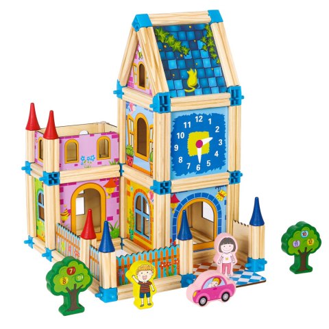 Drewniane Klocki Konstrukcyjne do Budowania Domek 6w1 ECOTOYS - 128 Elementów Drewniane Klocki Konstrukcyjne do Budowania Domek 6w1 ECOTOYS - 128 Elementów