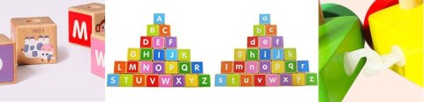 Drewniany Pociąg z Dużymi Klockami Edukacyjnymi - Alfabet ECOTOYS Drewniany Pociąg z Dużymi Klockami Edukacyjnymi - Alfabet ECOTOYS