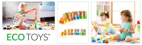 Drewniany Pociąg z Dużymi Klockami Edukacyjnymi - Alfabet ECOTOYS Drewniany Pociąg z Dużymi Klockami Edukacyjnymi - Alfabet ECOTOYS