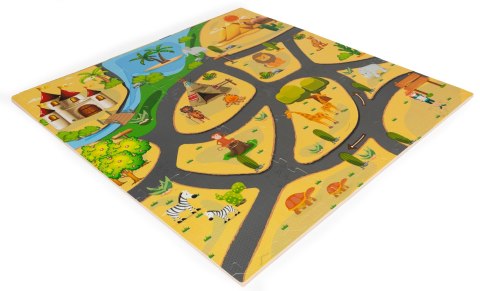 Piankowa Mata Edukacyjna Puzzle ECOTOYS – Safari, 9 Elementów, 89,5x89,5 cm