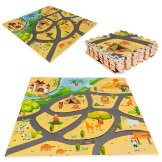 Piankowa Mata Edukacyjna Puzzle ECOTOYS – Safari, 9 Elementów, 89,5x89,5 cm