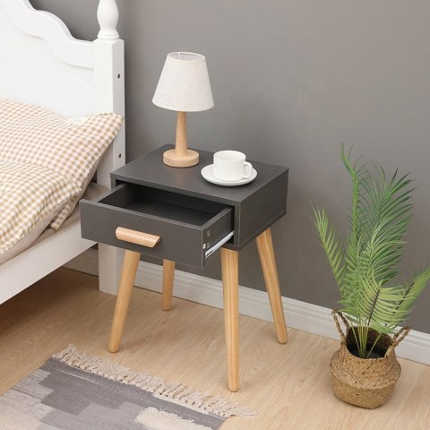 Nowoczesna Szafka Nocna Z Szufladą – Stolik Kawowy Szary ModernHome Nowoczesna Szafka Nocna Z Szufladą – Stolik Kawowy Szary ModernHome