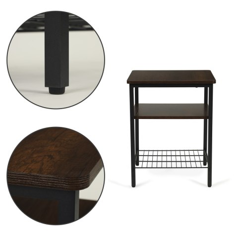 Stolik Kawowy Z Trzema Półkami – Loftowy Design, Metalowy Stelaż ModernHome