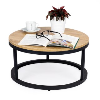 Stolik Kawowy Loftowy Industrialny – Średnica 60 Cm, Metalowy Stelaż ModernHome