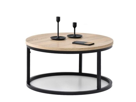 Stolik Kawowy Loftowy Industrialny – Średnica 60 Cm, Metalowy Stelaż ModernHome Stolik Kawowy Loftowy Industrialny – Średnica 60 Cm, Metalowy Stelaż ModernHome