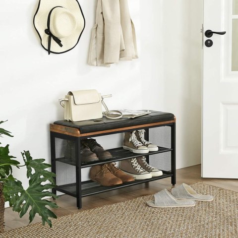 Szafka Na Buty Z Siedziskiem Industrialna LOFT 80x30x48 cm Rustykalny Brąz Szafka Na Buty Z Siedziskiem Industrialna LOFT 80x30x48 cm Rustykalny Brąz