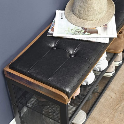 Szafka Na Buty Z Siedziskiem Industrialna LOFT 80x30x48 cm Rustykalny Brąz Szafka Na Buty Z Siedziskiem Industrialna LOFT 80x30x48 cm Rustykalny Brąz