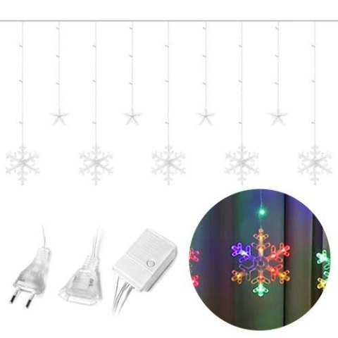 Lampki świąteczne światełka kurtyna płatki śniegu gwiazdki 4 m 138LED Lampki świąteczne światełka kurtyna płatki śniegu gwiazdki 4 m 138LED