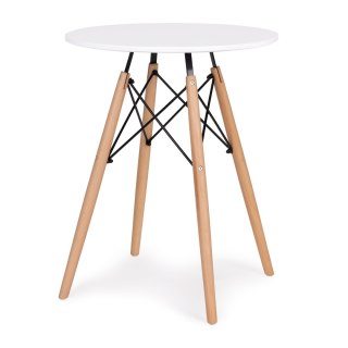 Stół Skandynawski Okrągły 60 Cm – Bukowe Nogi, Matowy Blat ModernHome