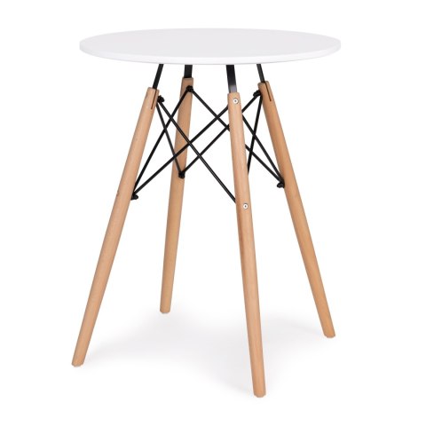 Stół Skandynawski Okrągły 60 Cm – Bukowe Nogi, Matowy Blat ModernHome Stół Skandynawski Okrągły 60 Cm – Bukowe Nogi, Matowy Blat ModernHome