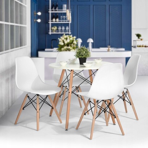 Stół Skandynawski Okrągły 60 Cm – Bukowe Nogi, Matowy Blat ModernHome Stół Skandynawski Okrągły 60 Cm – Bukowe Nogi, Matowy Blat ModernHome