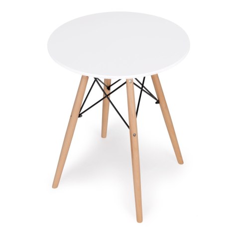 Stół Skandynawski Okrągły 60 Cm – Bukowe Nogi, Matowy Blat ModernHome Stół Skandynawski Okrągły 60 Cm – Bukowe Nogi, Matowy Blat ModernHome