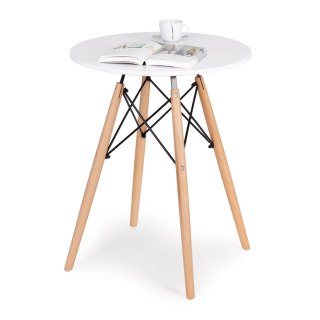 Stół Skandynawski Okrągły 60 Cm – Bukowe Nogi, Matowy Blat ModernHome