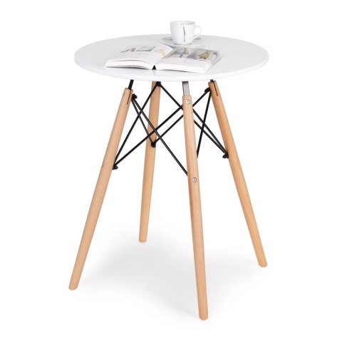 Stół Skandynawski Okrągły 60 Cm – Bukowe Nogi, Matowy Blat ModernHome Stół Skandynawski Okrągły 60 Cm – Bukowe Nogi, Matowy Blat ModernHome