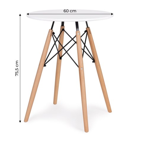Stół Skandynawski Okrągły 60 Cm – Bukowe Nogi, Matowy Blat ModernHome Stół Skandynawski Okrągły 60 Cm – Bukowe Nogi, Matowy Blat ModernHome
