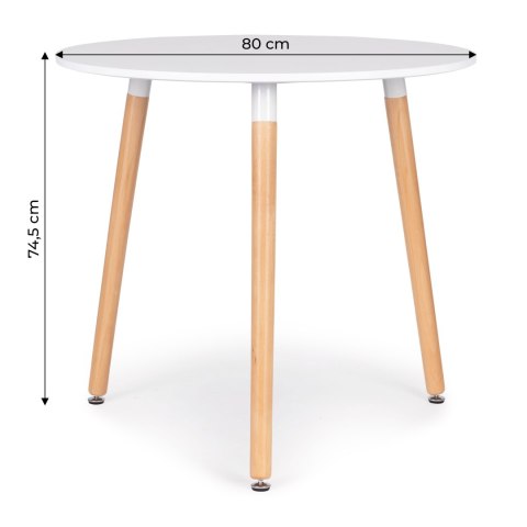 Stół Okrągły Skandynawski 80 Cm – Bukowe Nogi, Matowy Blat ModernHome Stół Okrągły Skandynawski 80 Cm – Bukowe Nogi, Matowy Blat ModernHome
